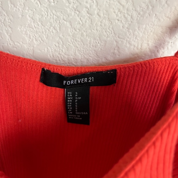 Forever 21 Orange Red Ruffle Neck Ribbed Crop Tank Top - Picture 9 of 9